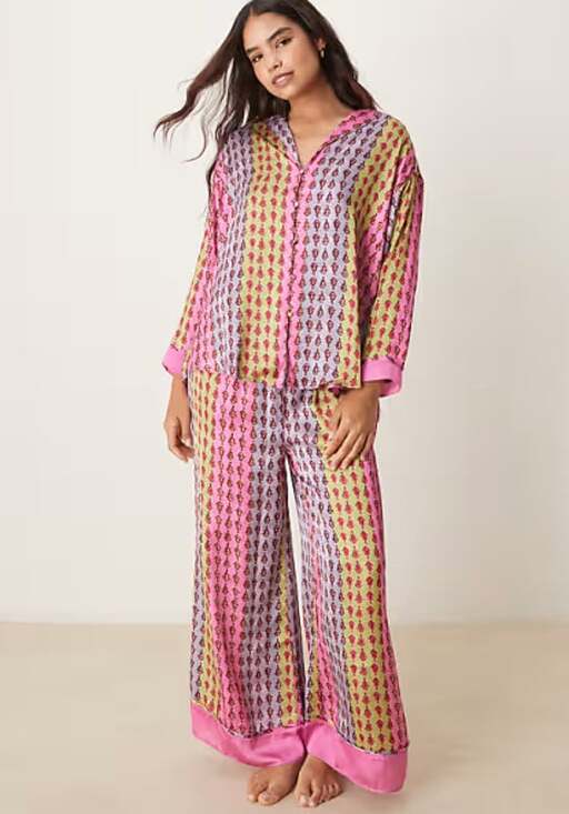 Free People Other - Free People Dreamy Days Pajama Set Frenzy Combo Women Sz Small Satin Long Sleeve